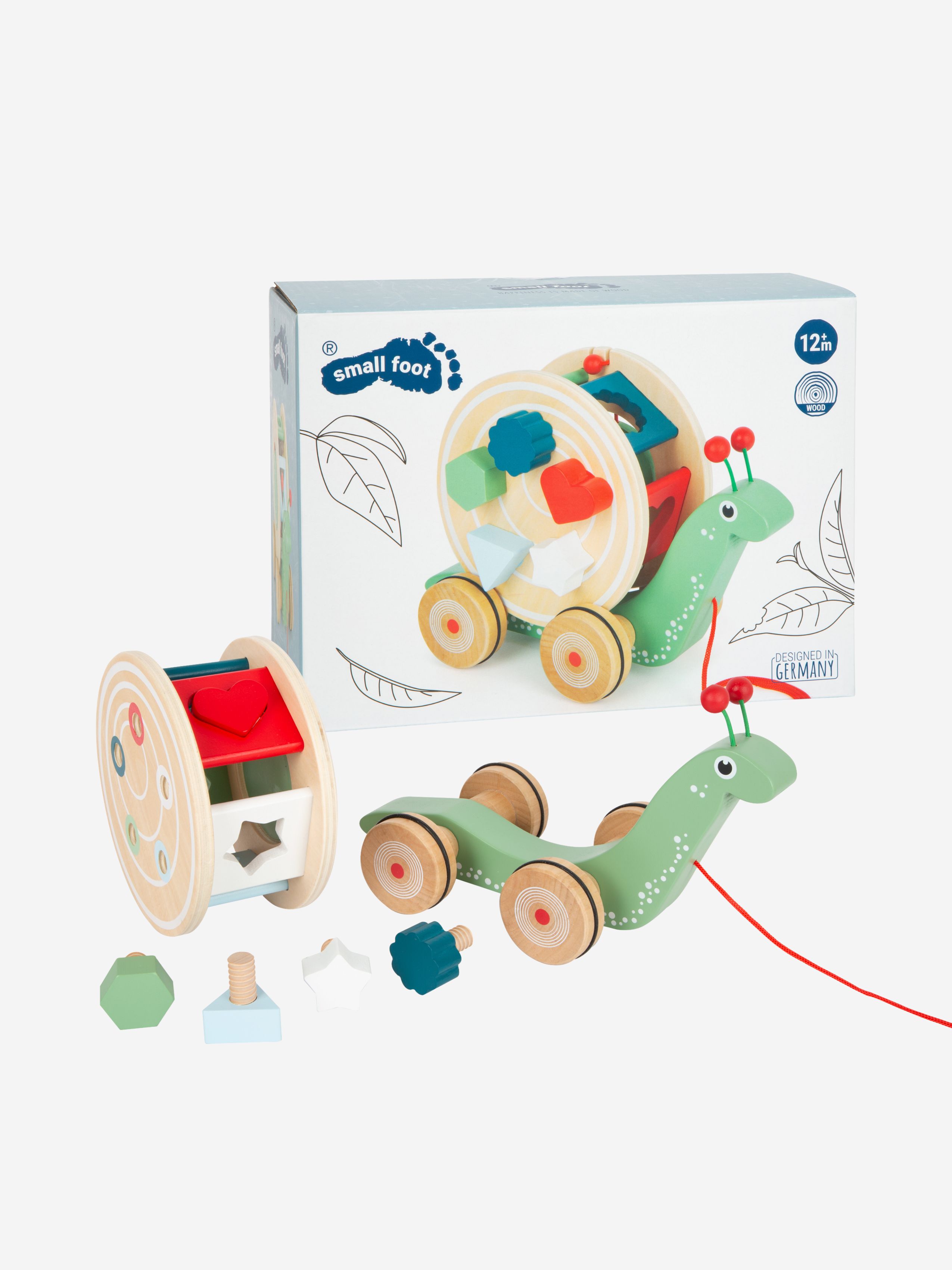 Nachziehspielzeug mit Sortierspiel Schnecke