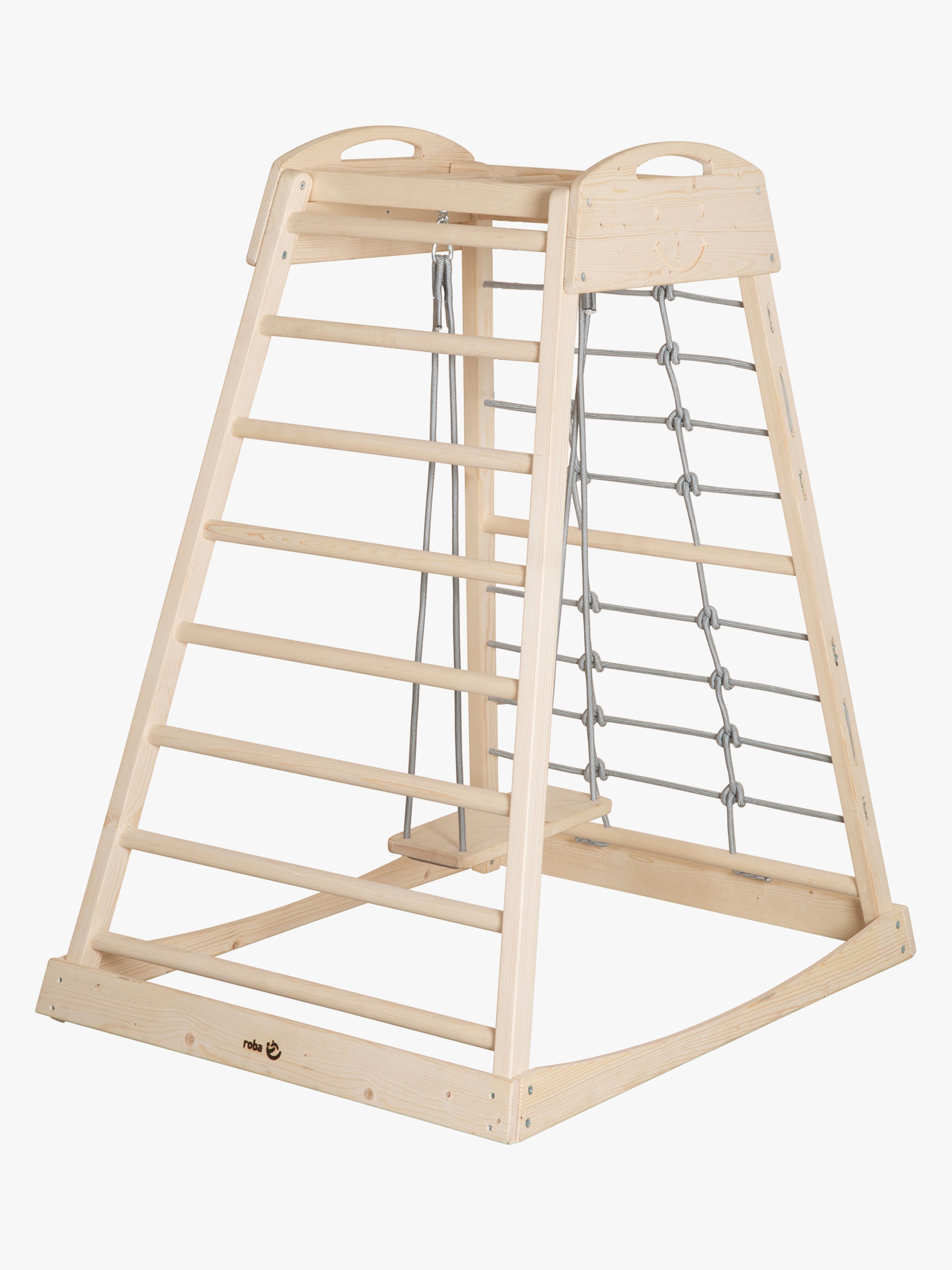 Montessori Indoor Spielturm mit Schaukel, Natural / Grey