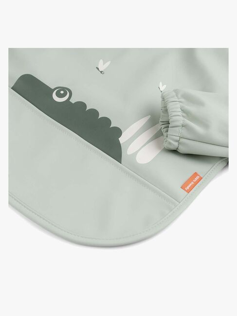 Done By Deer Langärmliges Lätzchen mit Tasche Croco, Green