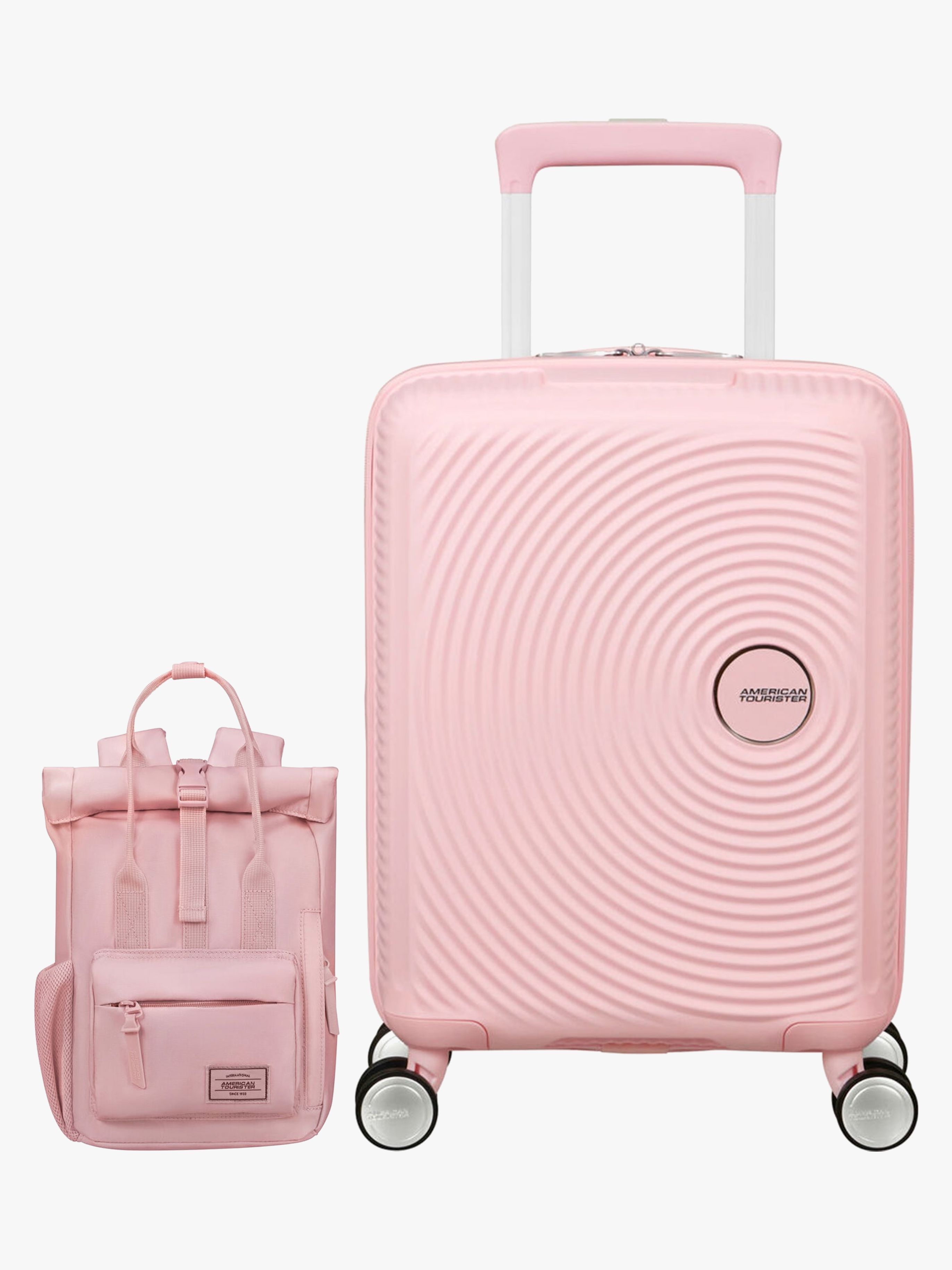 American Tourister Soundbox Mini Reisekoffer 22L &  Urban Groove City Kinder Rucksack 7L, Pastel Pink
