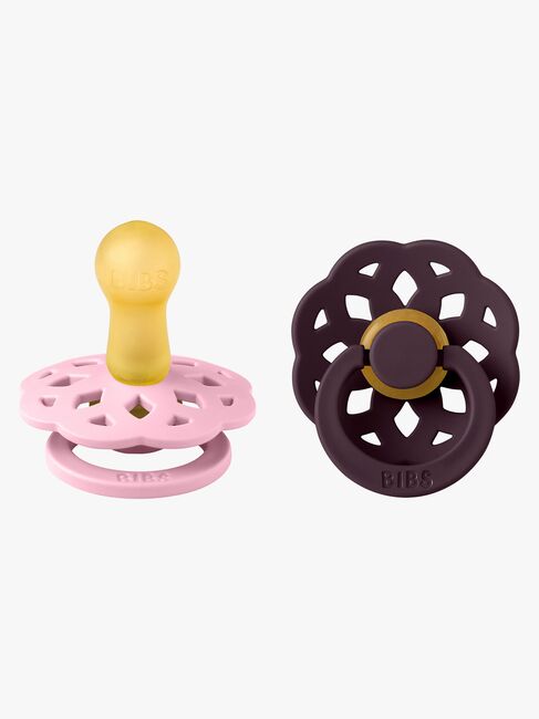 BIBS Boheme Schnuller 2er-Pack Latex Größe 2 Rund, Baby Pink/Plum