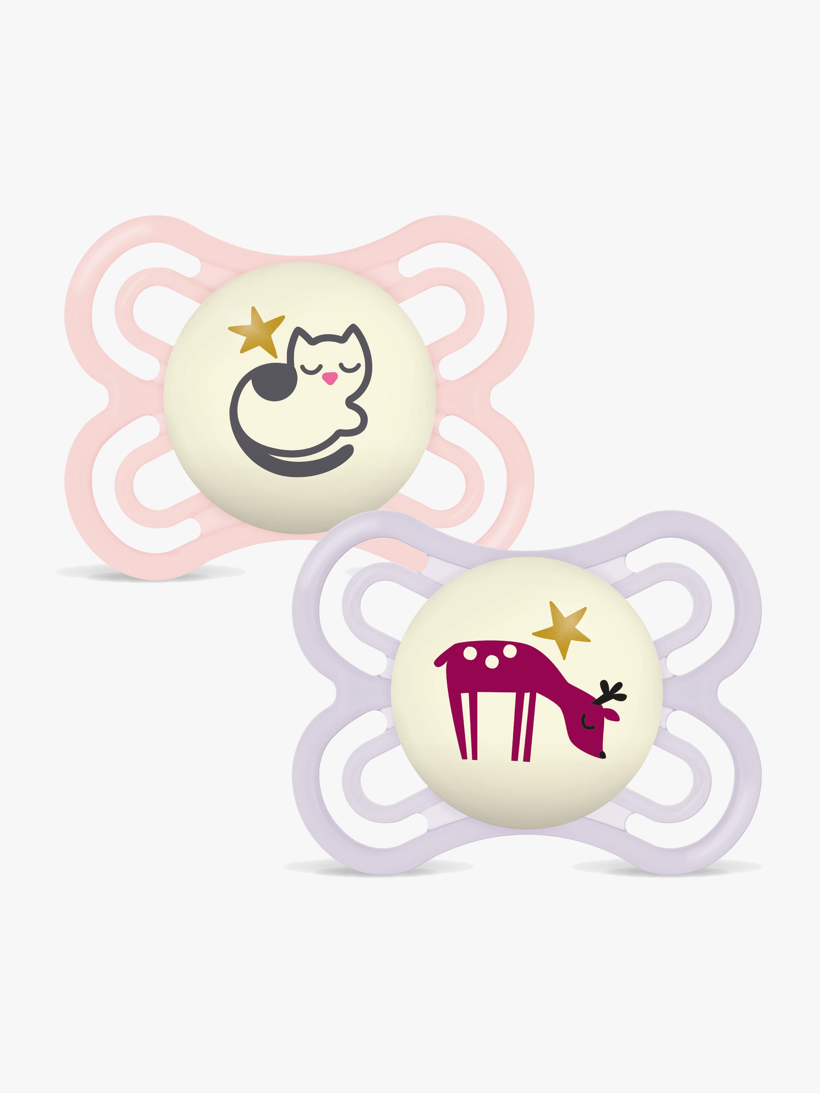 Perfect Night Schnuller Silikon 2er-Pack 0-6m, Rosa