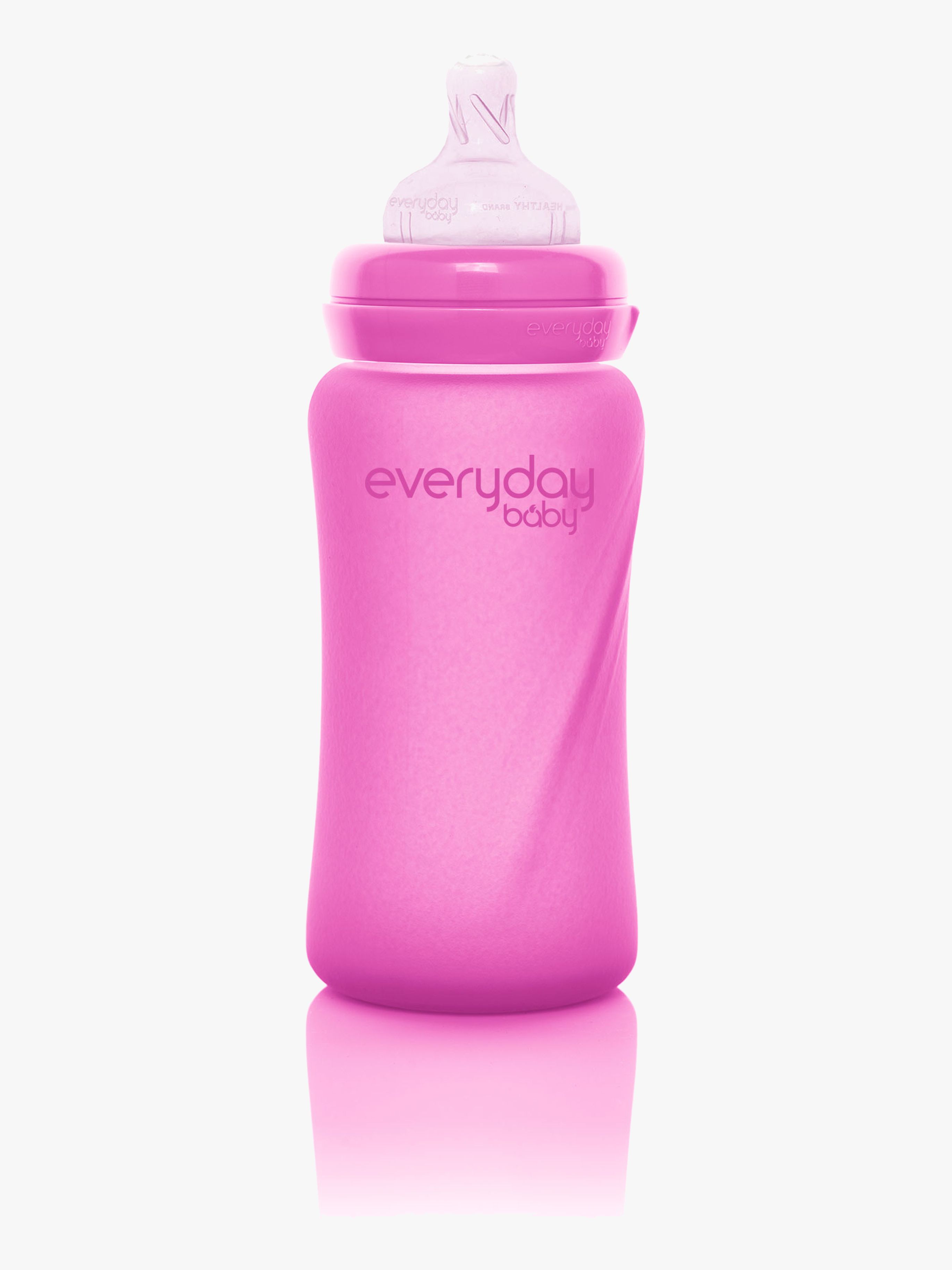 Everyday Baby Babyflasche Glas 240 ml mit Wärmeindikator, Cerise