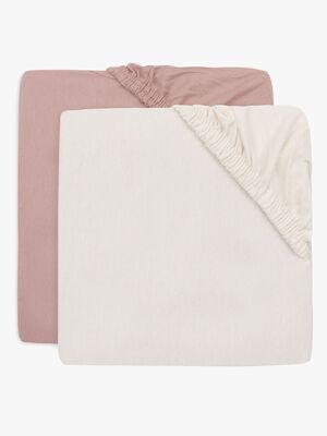 Jollein Spannbettlaken 2er-Pack 60x120, Wild Rose/Ivory