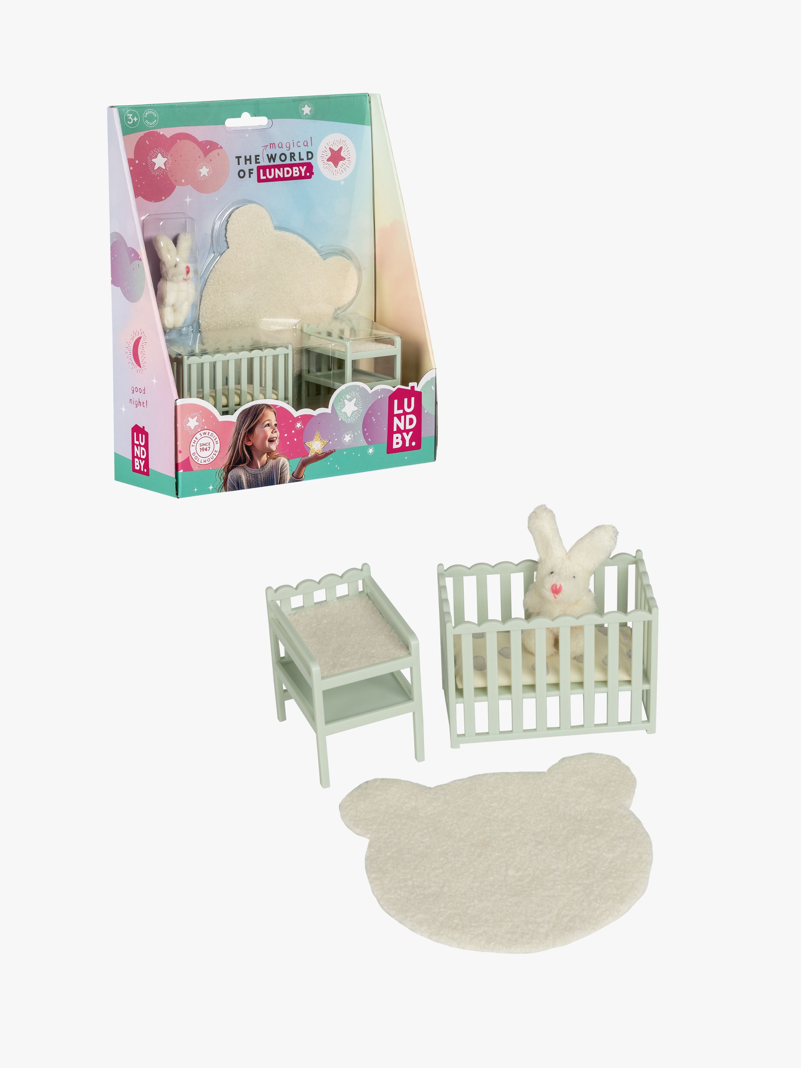 Lundby Puppenhauszubehör Babybett & Wickeltisch