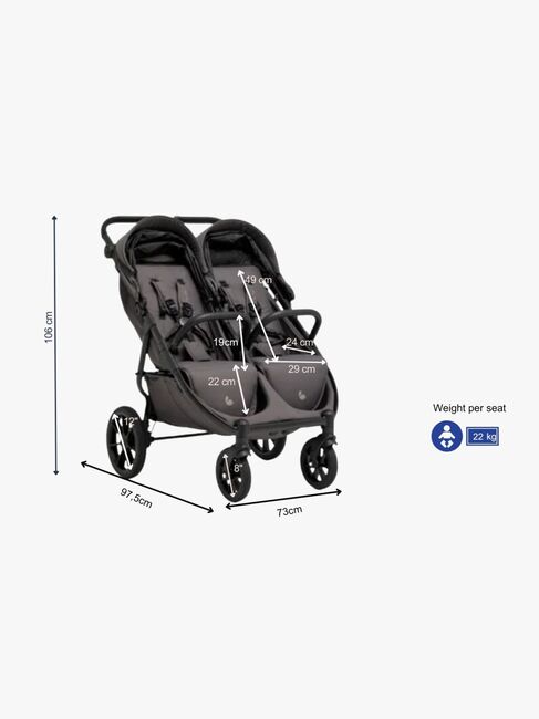 Beemoo BFF60 2 Geschwisterwagen, Fog Grey