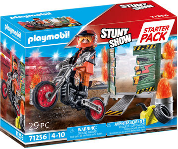 Playmobil 71256 Spielset Starter Pack Stuntshow Motorrad mit Feuerwand