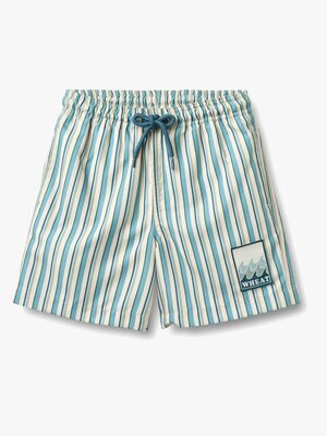 Wheat Hansi Badge Badehose, Aqua Stripe