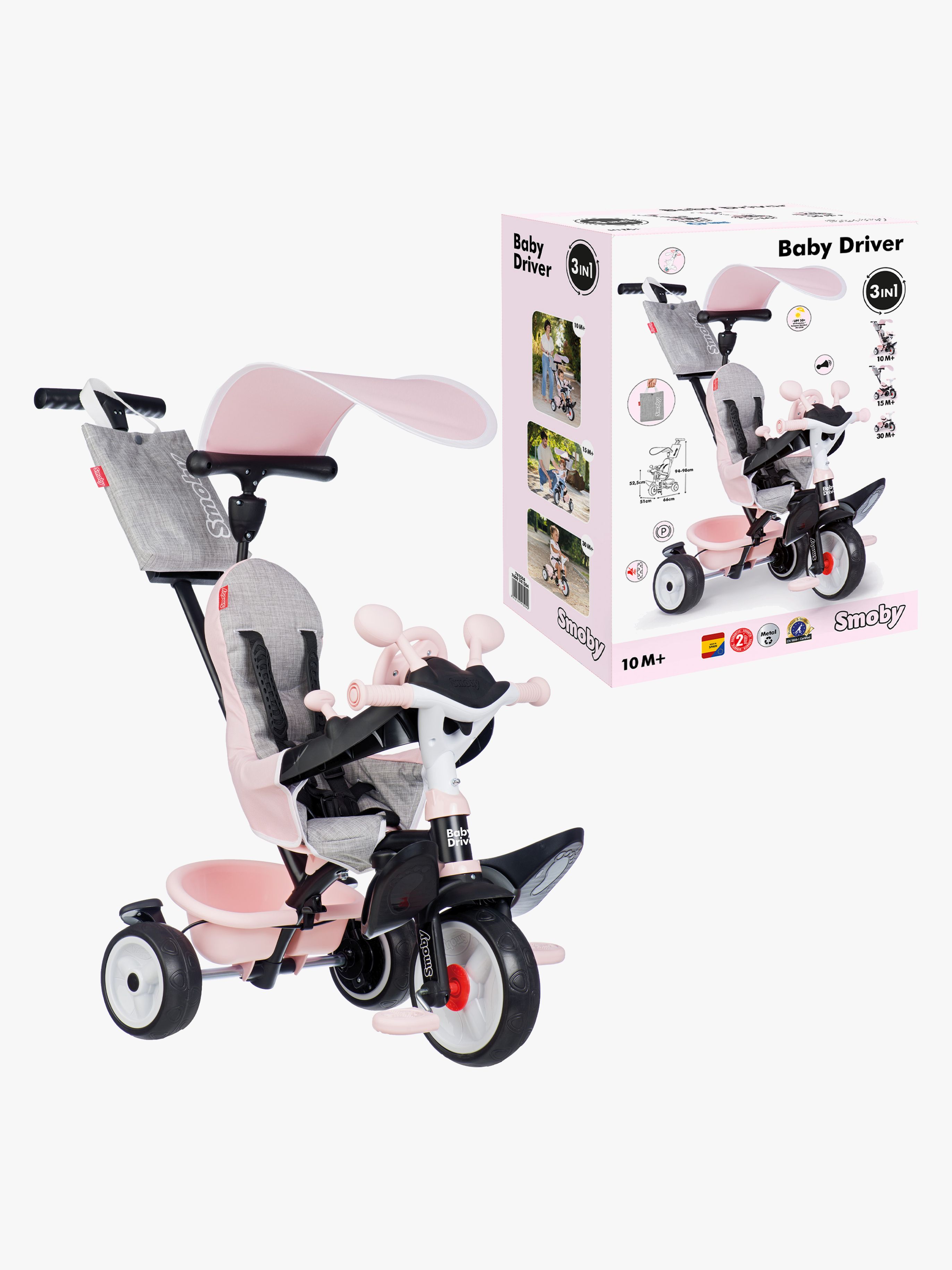 Smoby Baby Driver Dreirad Plus, Rosa