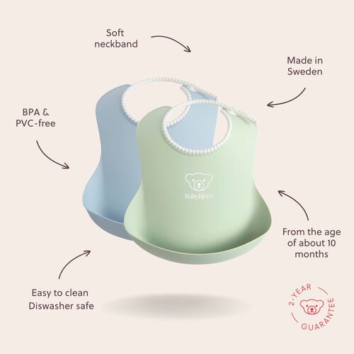 BB Lätzchen 2er-Pack, Blassgrün/Blassblau