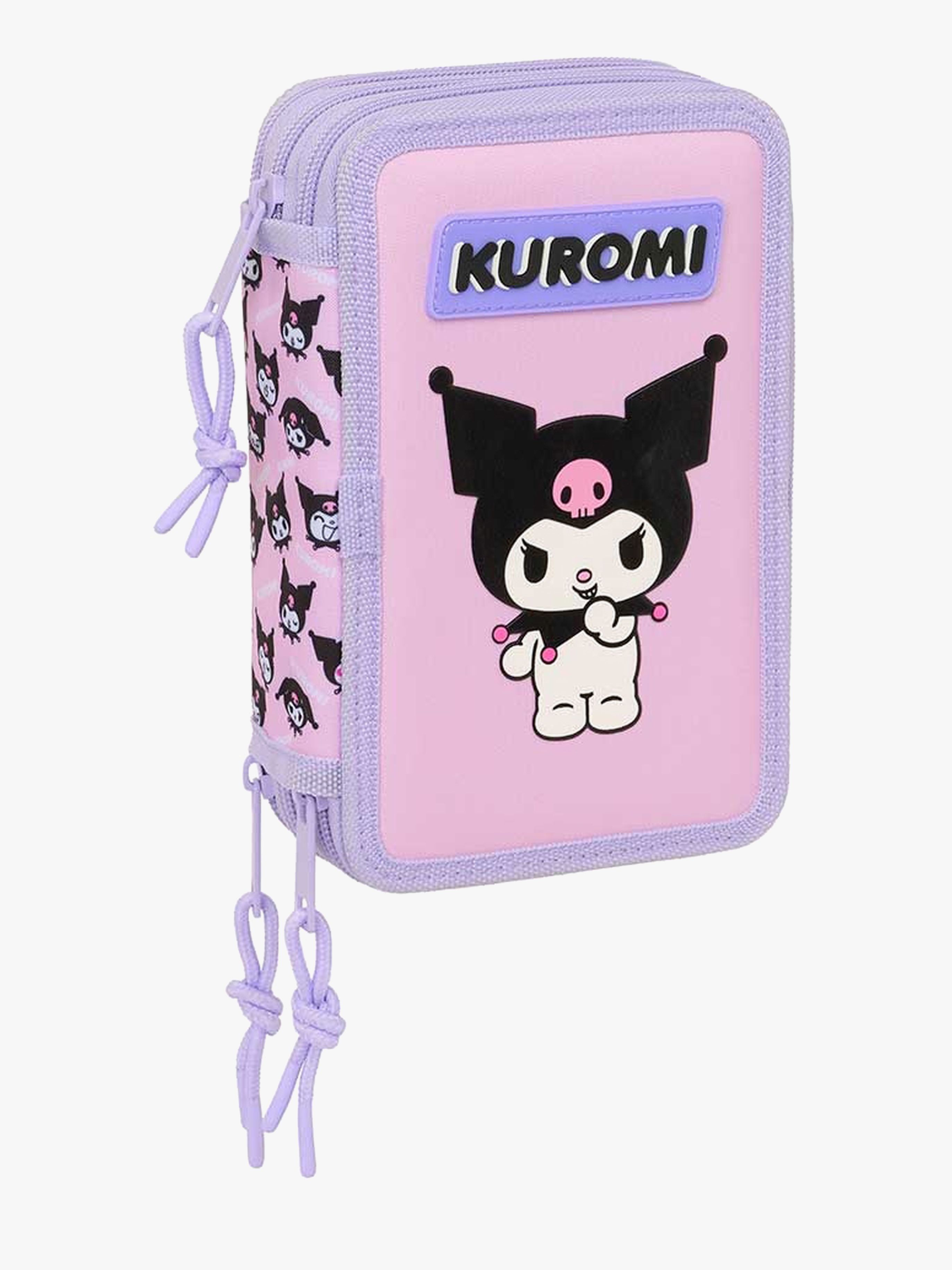 Kuromi Gefülltes Dreifach-Federmäppchen 37 Teile, Lila / Pink
