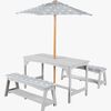 Roba Kinder Picknicktisch Set für 4 Deluxe mit Sonnenschirm & Sitzkissen, Grau
