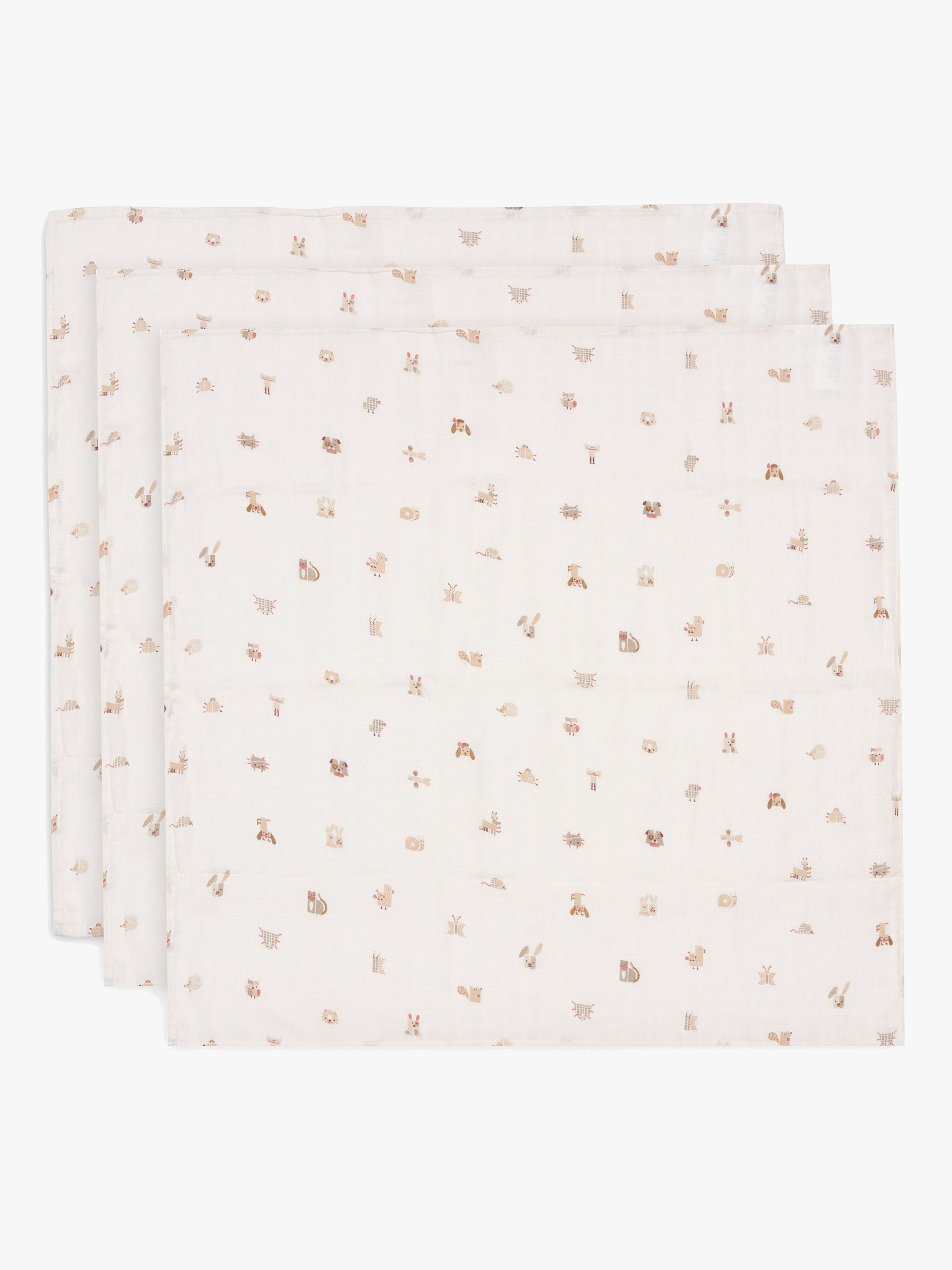Jollein Musselintuch 70x70 cm 3er-Pack, Animal Friends