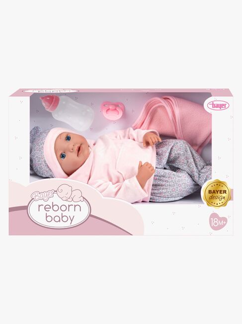 Bayer Design Reborn Baby Puppe mit Zubehör Teddybär 38 cm