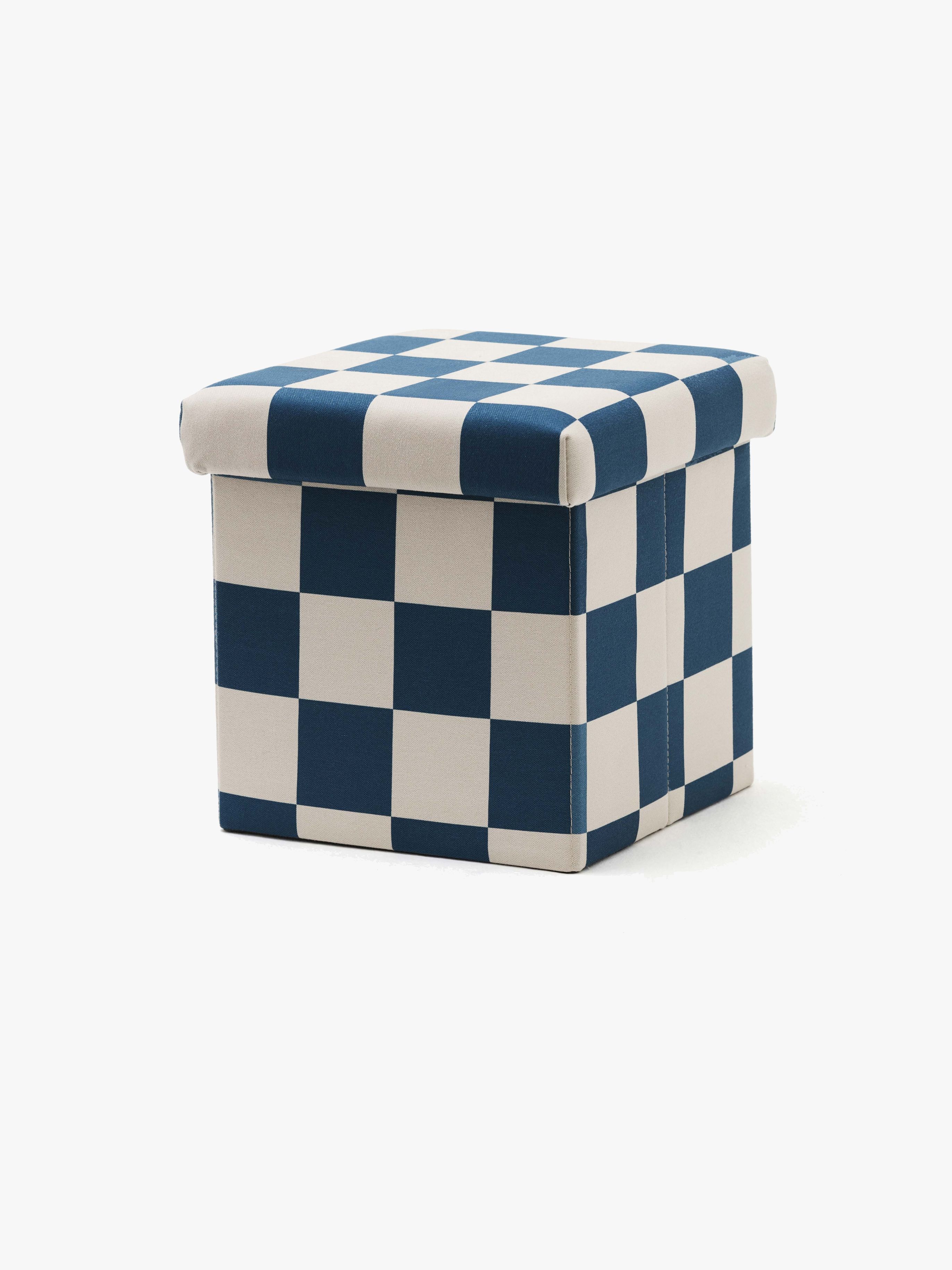 Sitzhocker mit Aufbewahrung Quadrat 30 cm, Blaugrün
