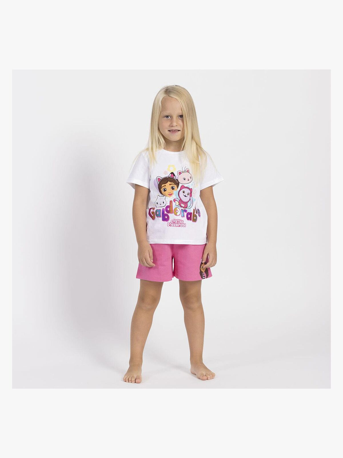 Gabby's Dollhouse T-Shirt & Shorts Set, Weiß/Rosa