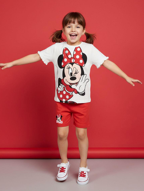 Disney Minnie Maus T-Shirt Und Shorts Set, Weiß
