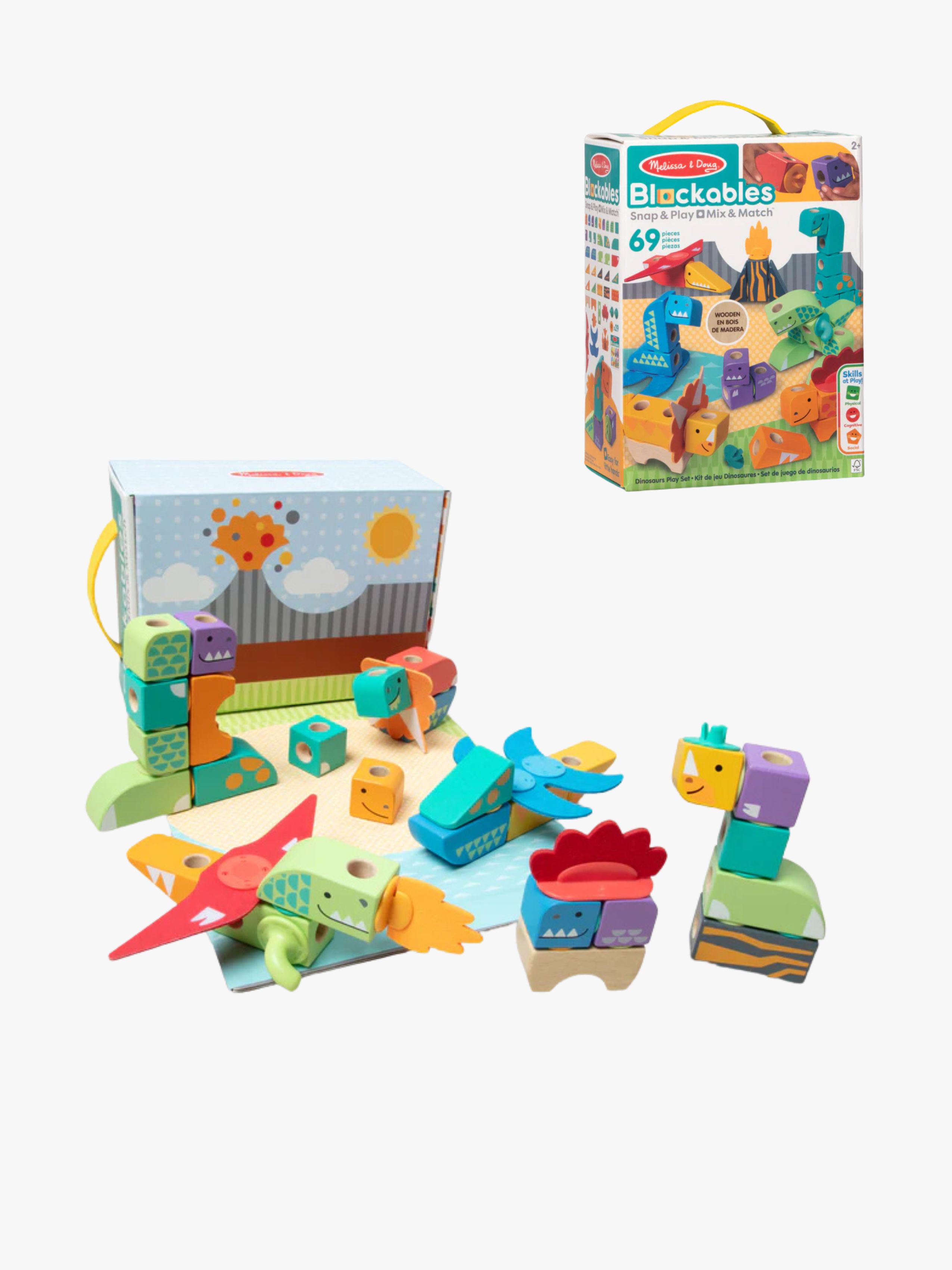 Melissa & Doug Blockables Bauset Dinosaurier 69 Teile