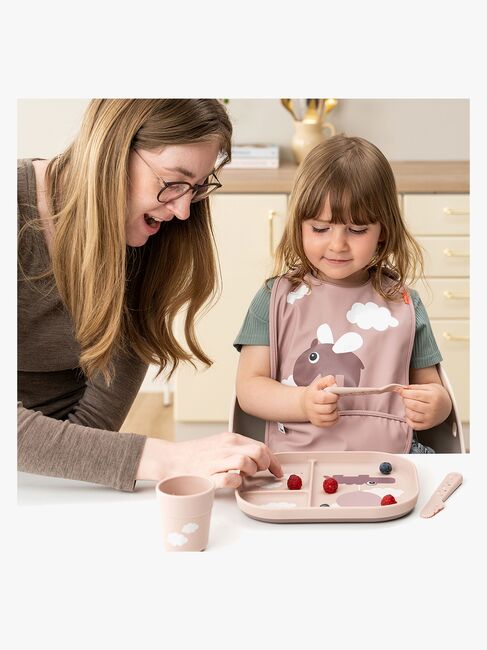 Done By Deer Foodie Geteilter Teller Happy Clouds, Rosa