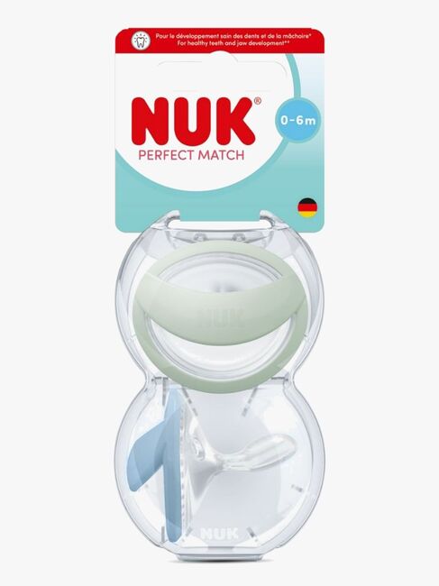 NUK Perfect Match Schnuller 2er-Pack Größe 1, Green/Blue