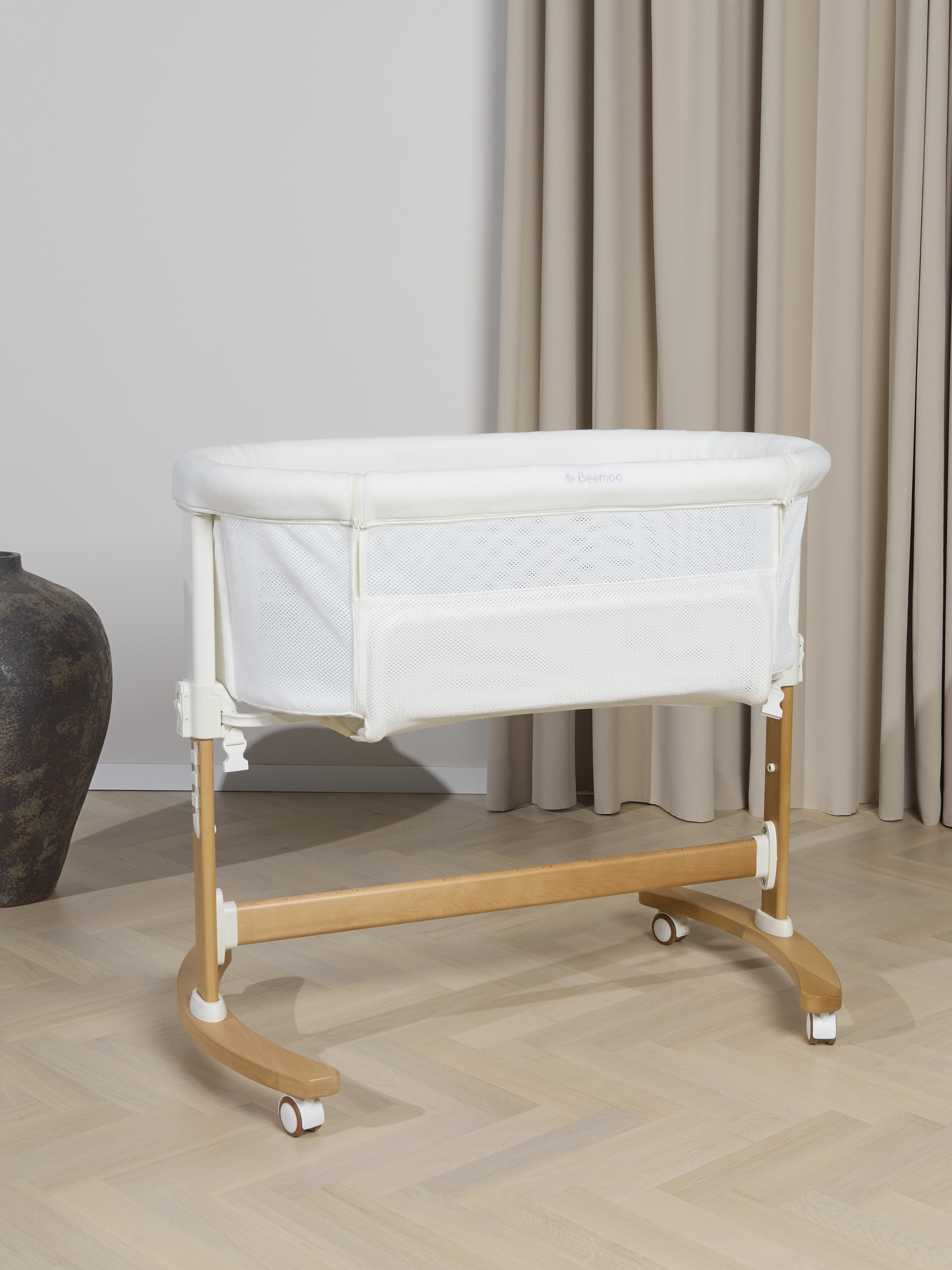 CARE Nordic Beistellbett, White / Wood