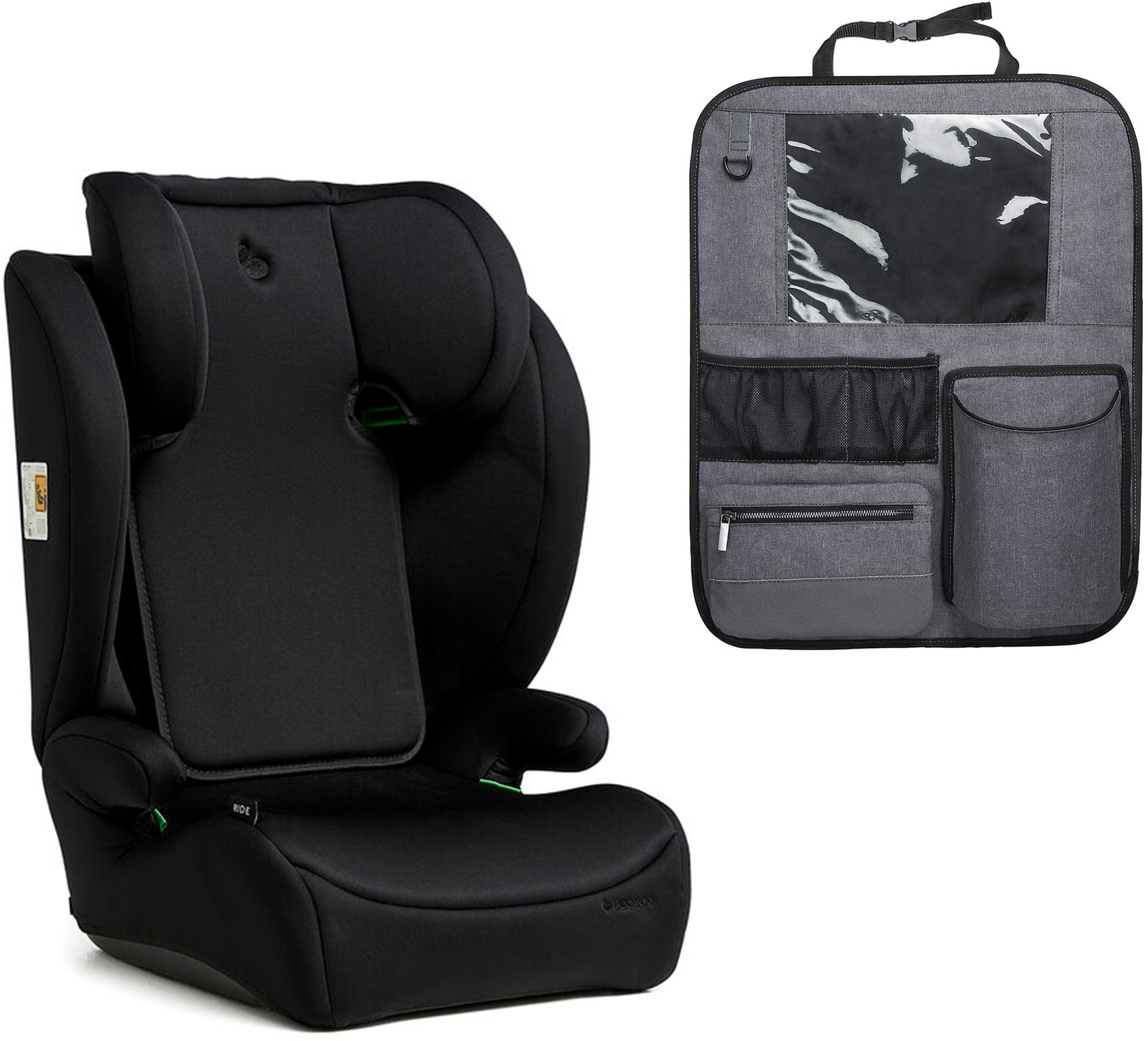 Ride i-Size Kindersitz inkl. Beemo Deluxe Trittschutz, Black Stone