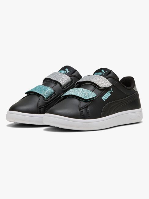 Puma Smash 3.0 Glitter Velcro V Infant Sneaker, Schwarz