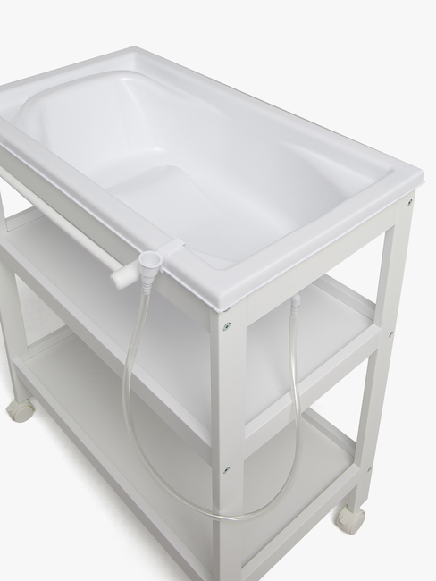 JLY Dream Wickeltisch m Ausziehbarer Badewanne, White