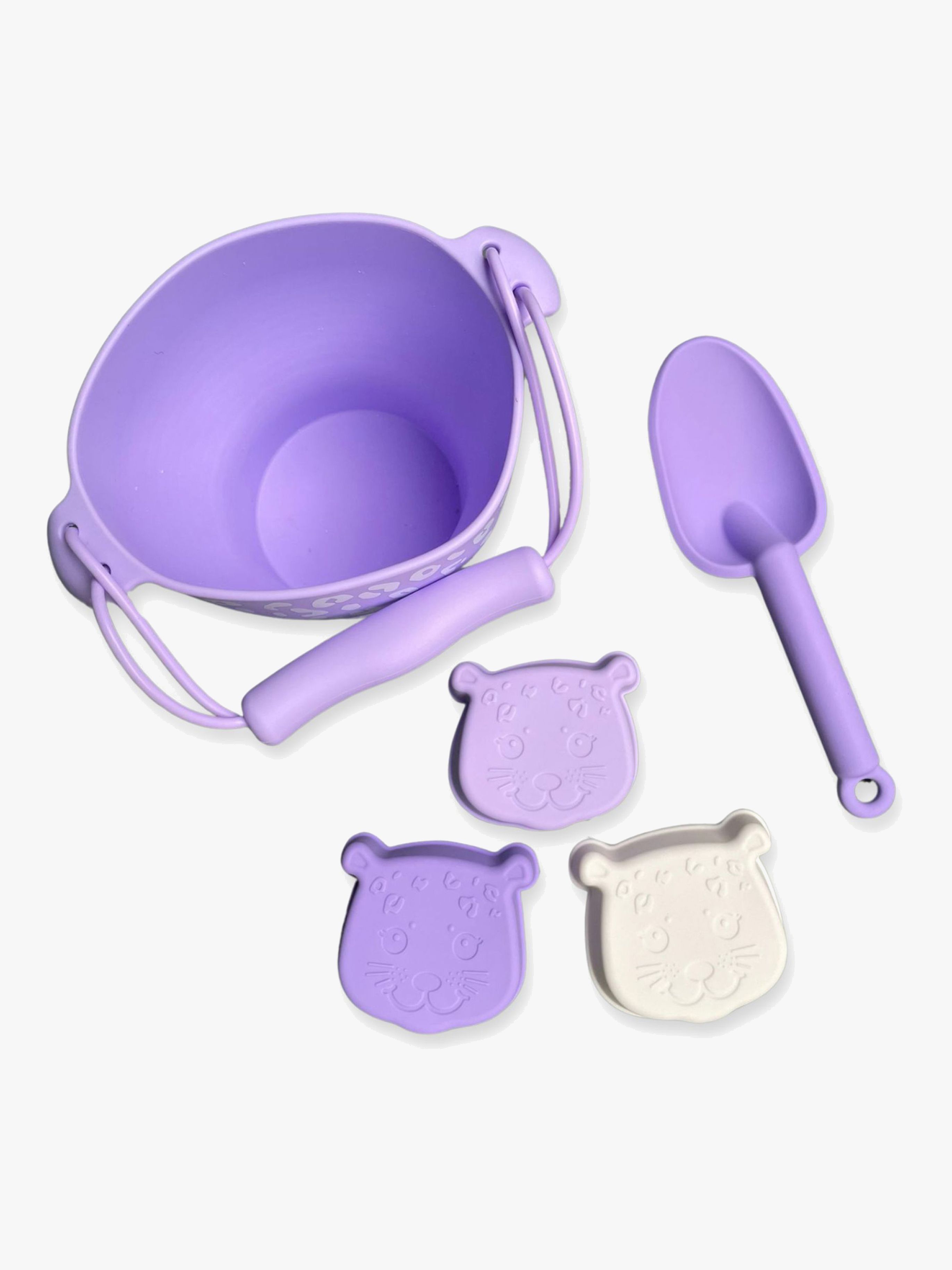 5-teiliges Strandset aus Silikon, Purple Leopard