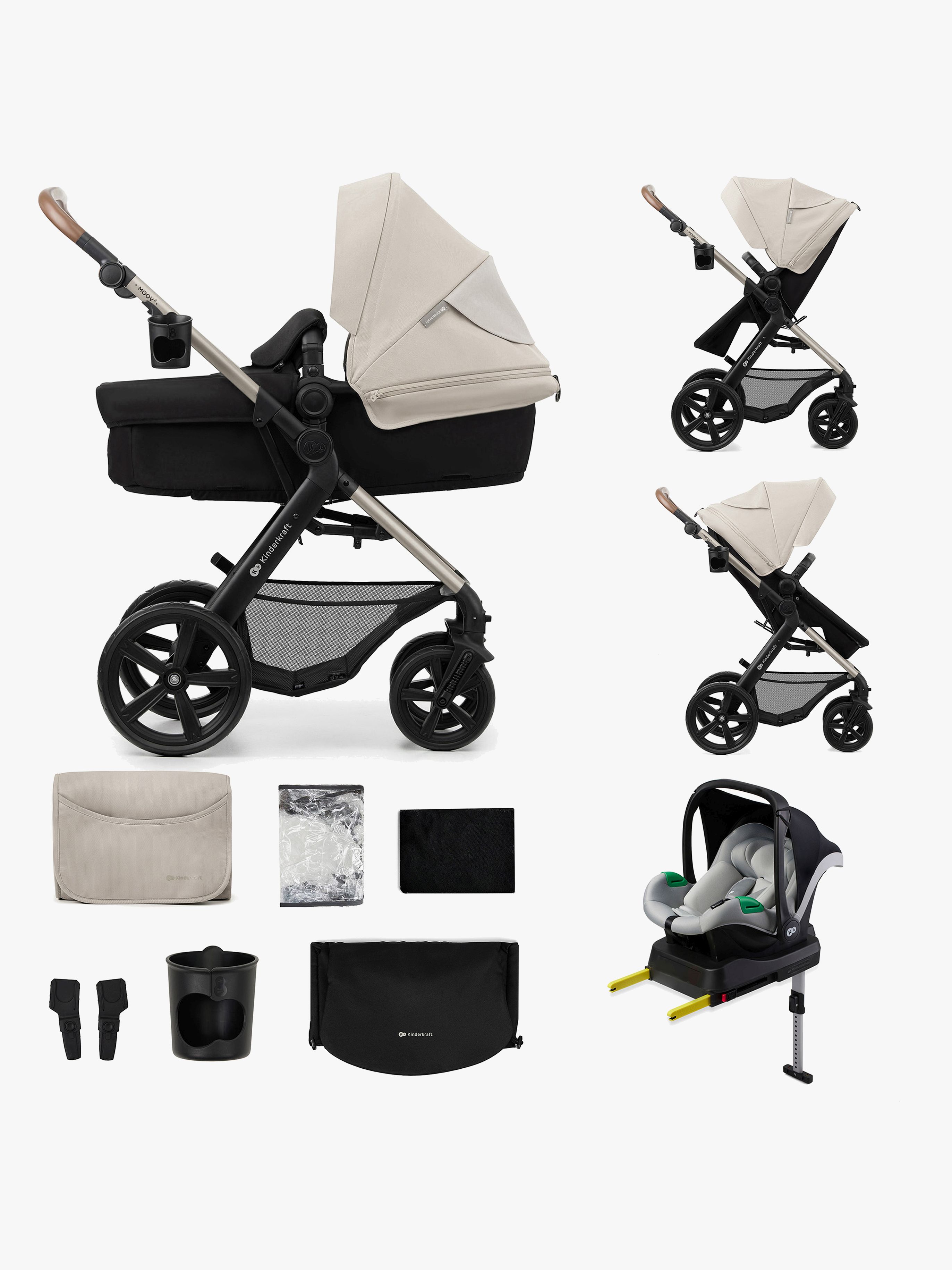 MOOV 2 4-in-1 Kombikinderwagen, Moonlight Grey, Kinderwagen, 2 in 1