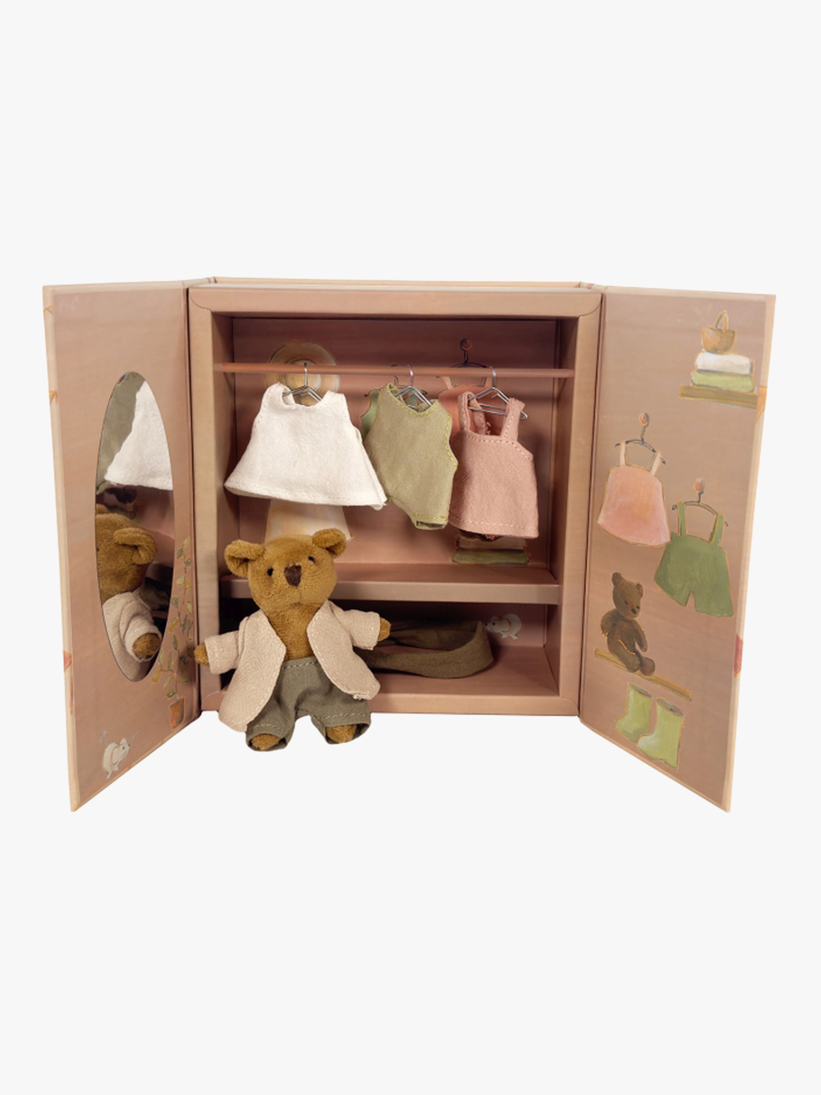 Kleiderschrank mit Bär & Kleidung, Kinderkleiderschrank