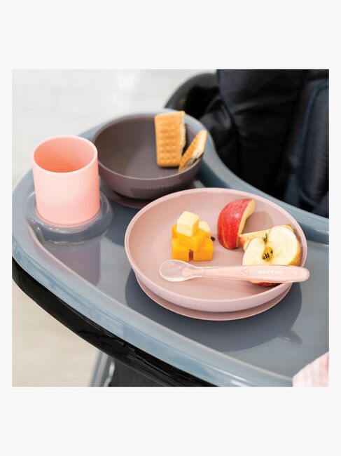 Nattou Soft Silicone Geschirrset 4 Teile, Rosa/Aubergine