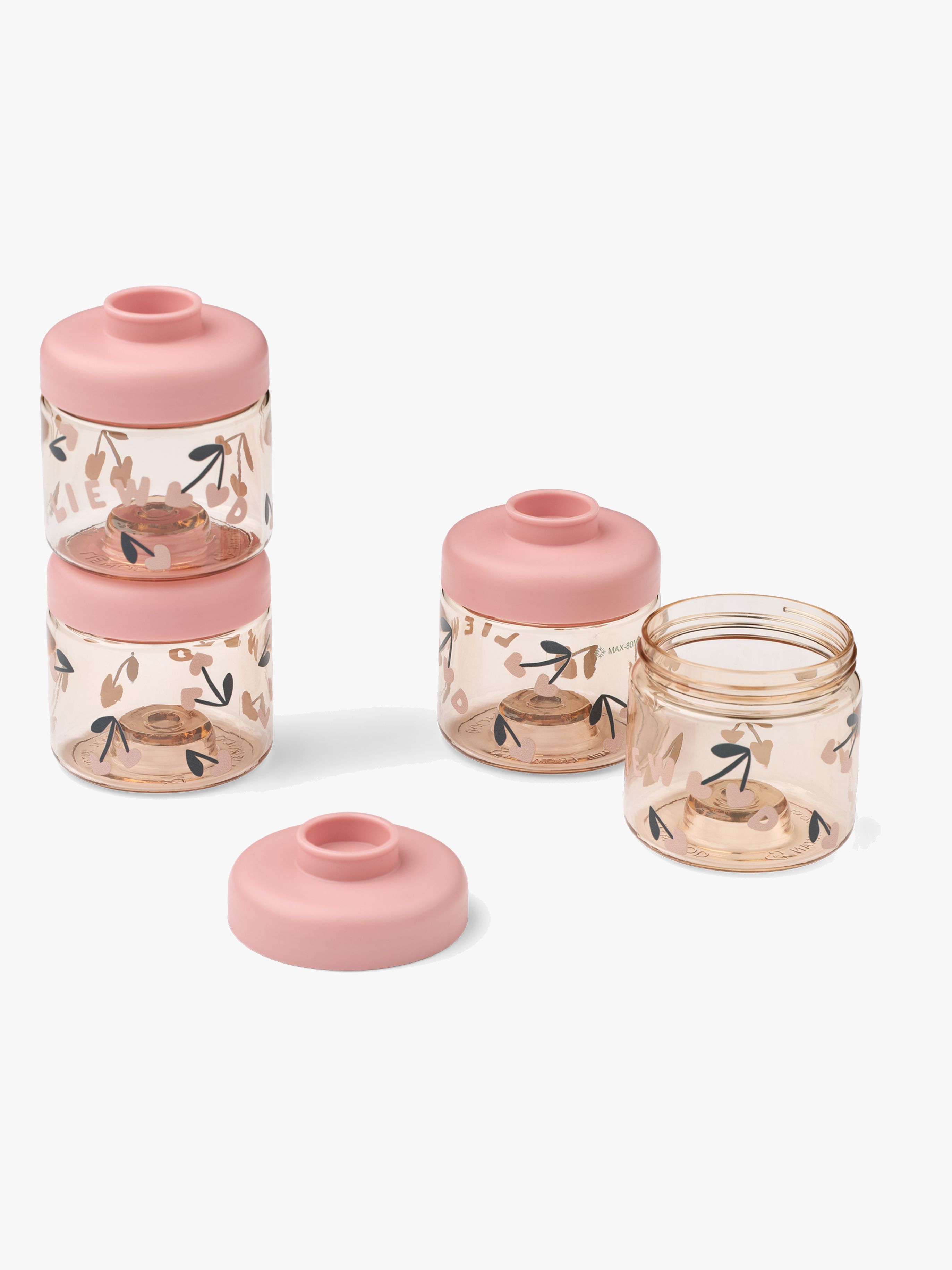 LIEWOOD Dominique Tritan Snackboxen 100 ml 4er-Pack, Cherry heart/Rosey