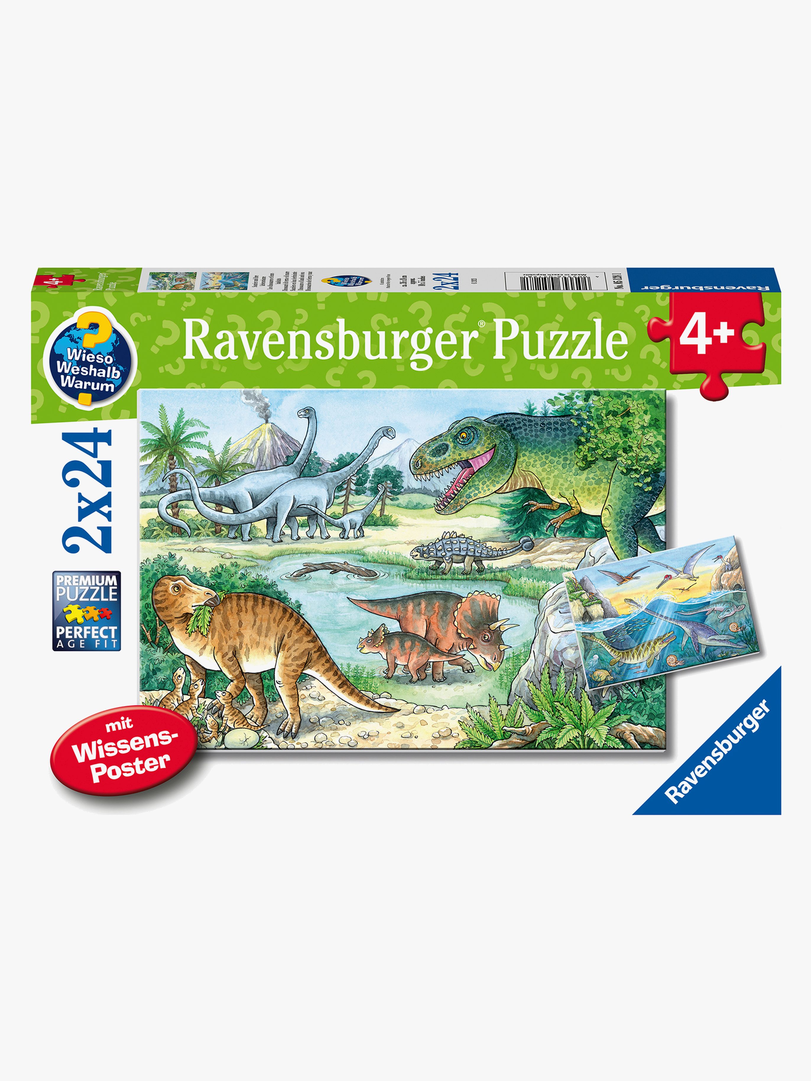 Puzzle Dinosaurier an Land und im Wasser 2x24 Teile