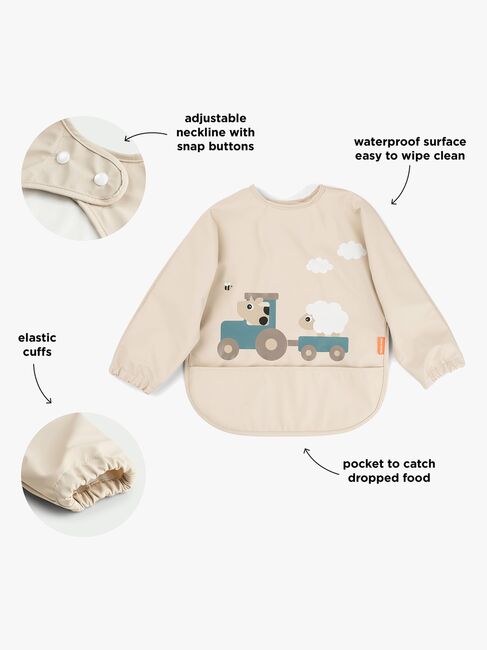 Done By Deer Tiny Farm Langärmliges Lätzchen, Sand