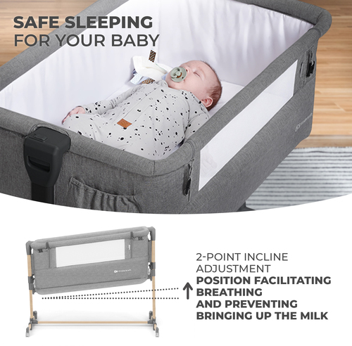 Kinderkraft NESTE GROW Beistellbett, Hellgrau