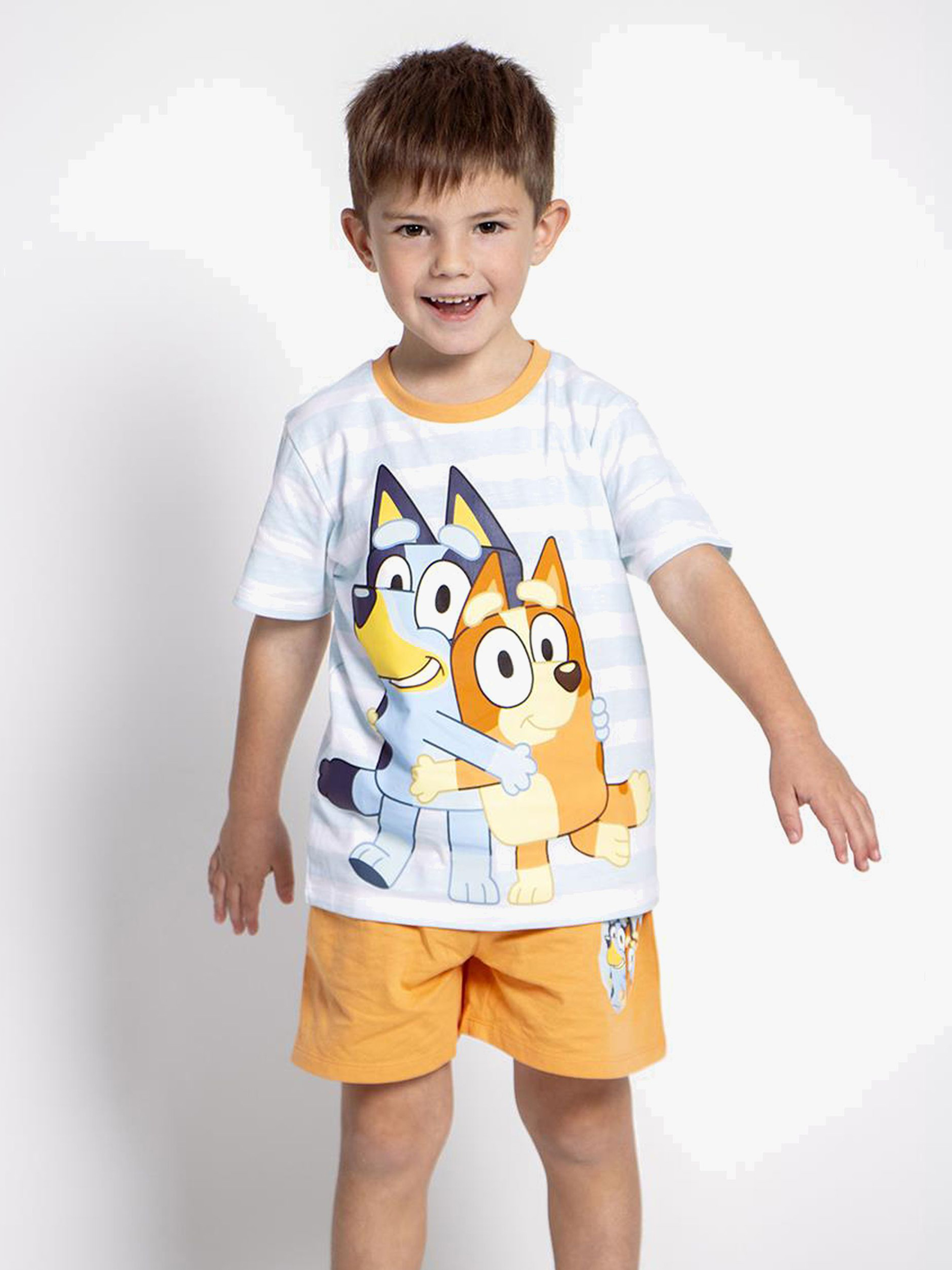Bluey Pyjama, Hellblau/Orange, 104-110