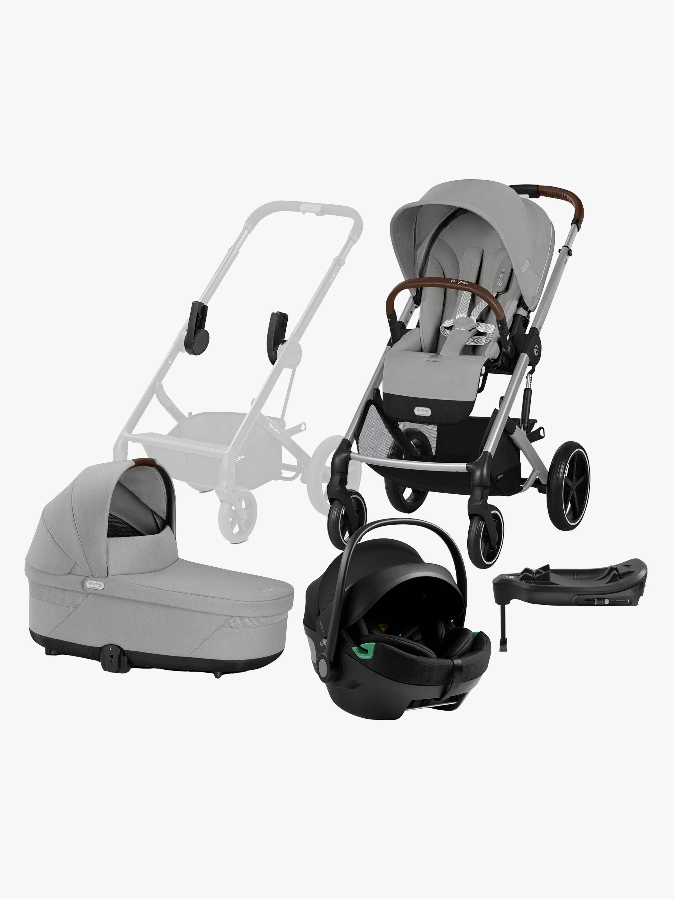 Cybex BALIOS S Lux Kombikinderwagen inkl. Axkid GOKID Babyschale & Basis, Stone Grey