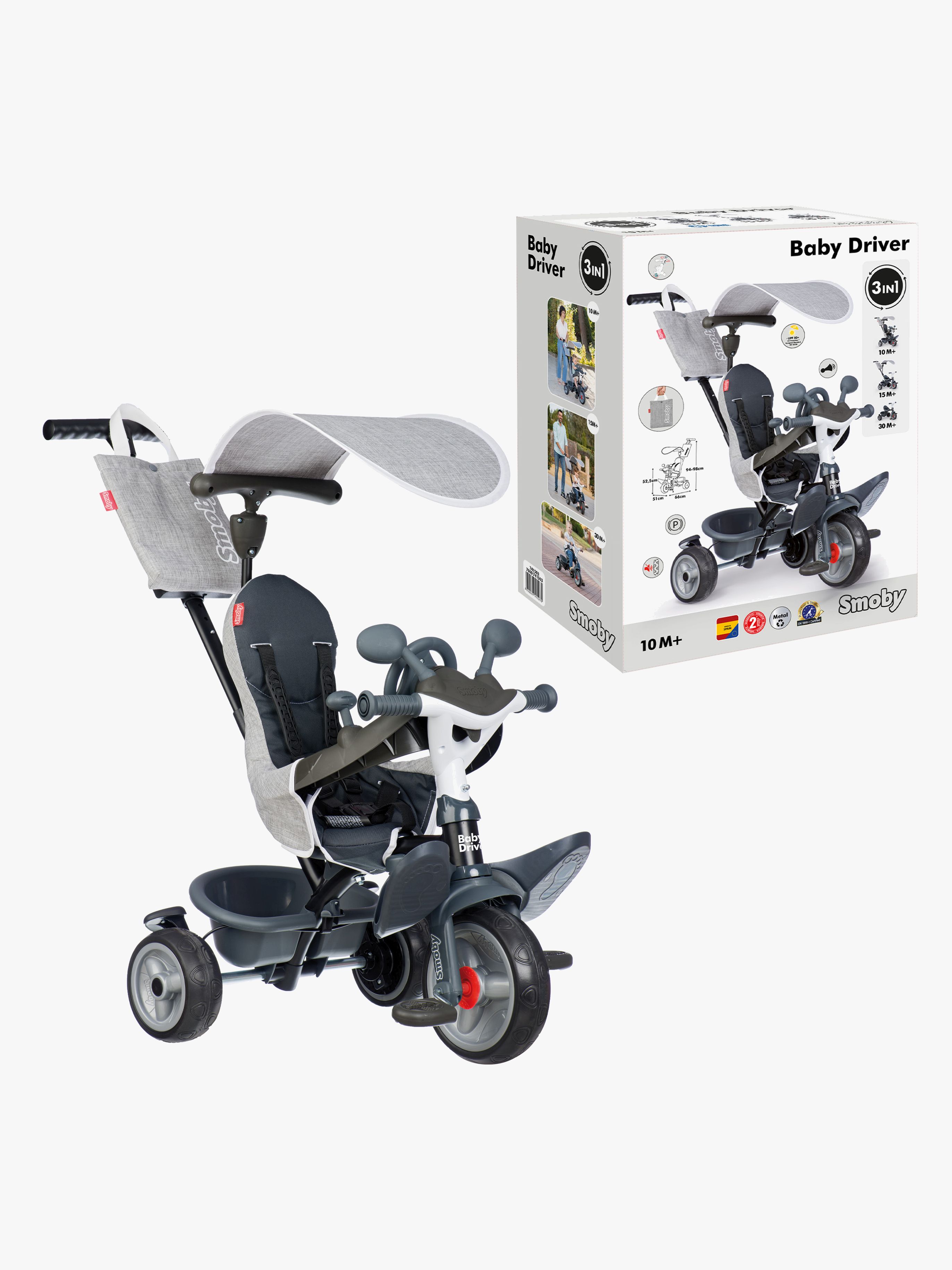 Smoby Baby Driver Dreirad Plus, Grau