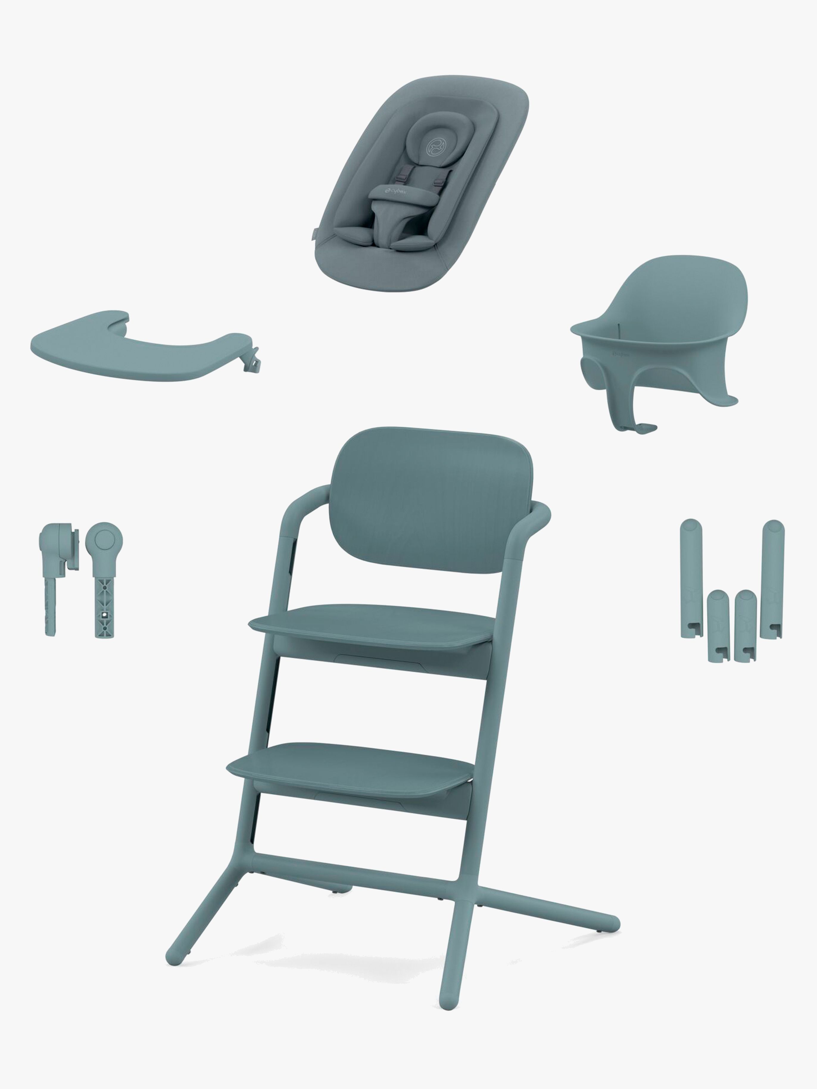 Cybex Lemo 4-in-1 Hochstuhl inkl. Babywippe, Babyset und Tablett, Stone Blue
