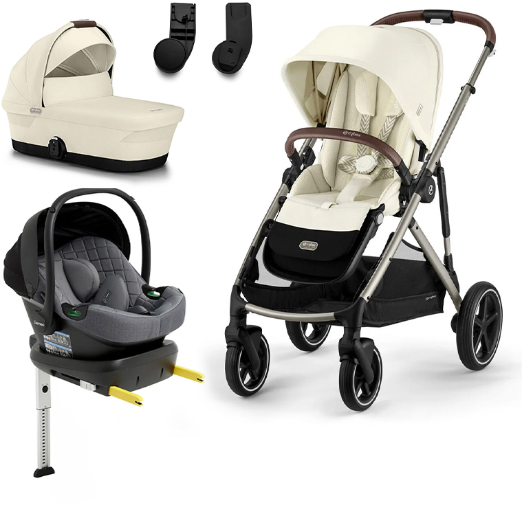 Cybex GAZELLE S Kombiwagen inkl. Beemoo Route Babyschale &  Basis, Seashell Beige/Mineral Grey