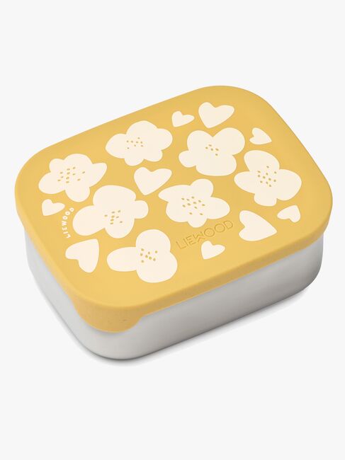 LIEWOOD Arthur Gemusterte Brotdose, White/Yellow