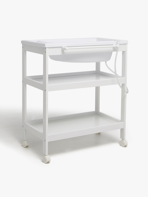 JLY Dream Wickeltisch m Ausziehbarer Badewanne, White