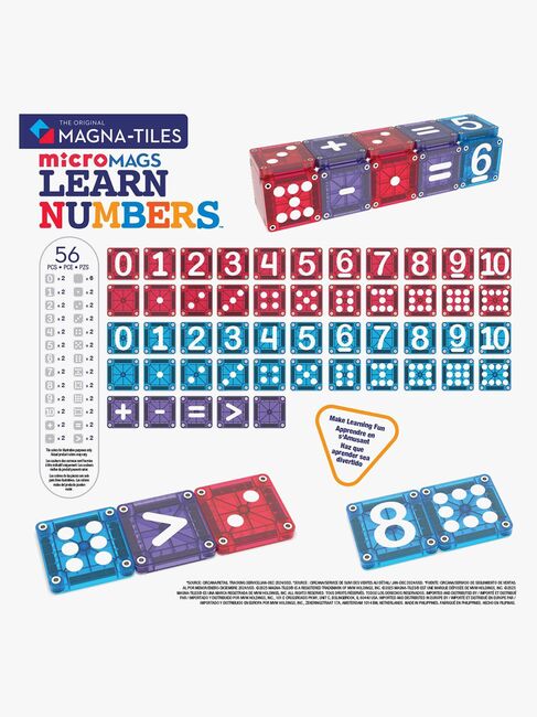 MAGNA-TILES MicroMAGS Zahlen Lernen Bauset 56 Teile