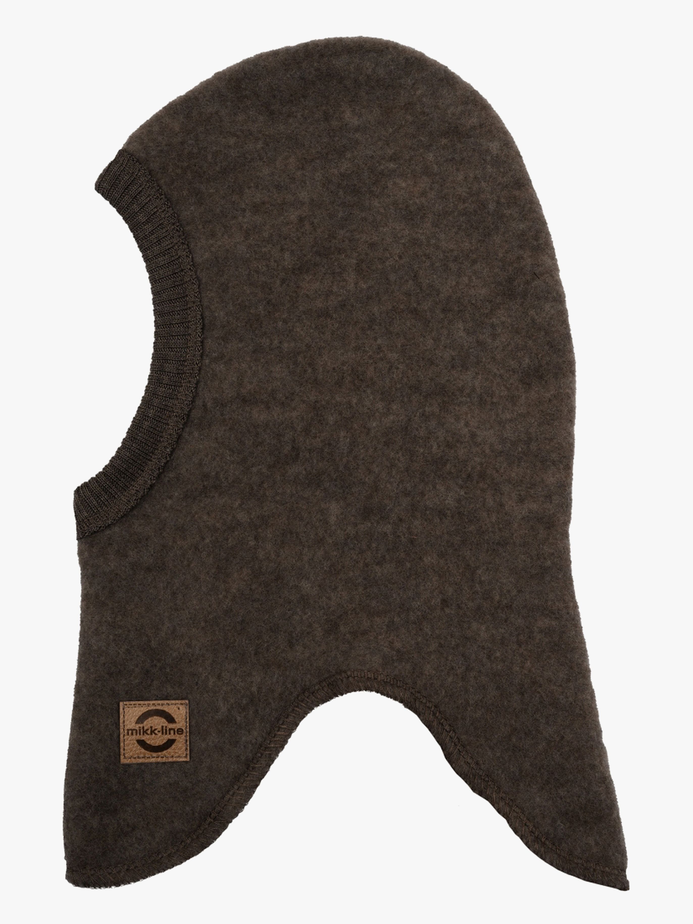 Mikk-Line Schlupfmütze Merinowolle, Dark Brown Melange, 62-68