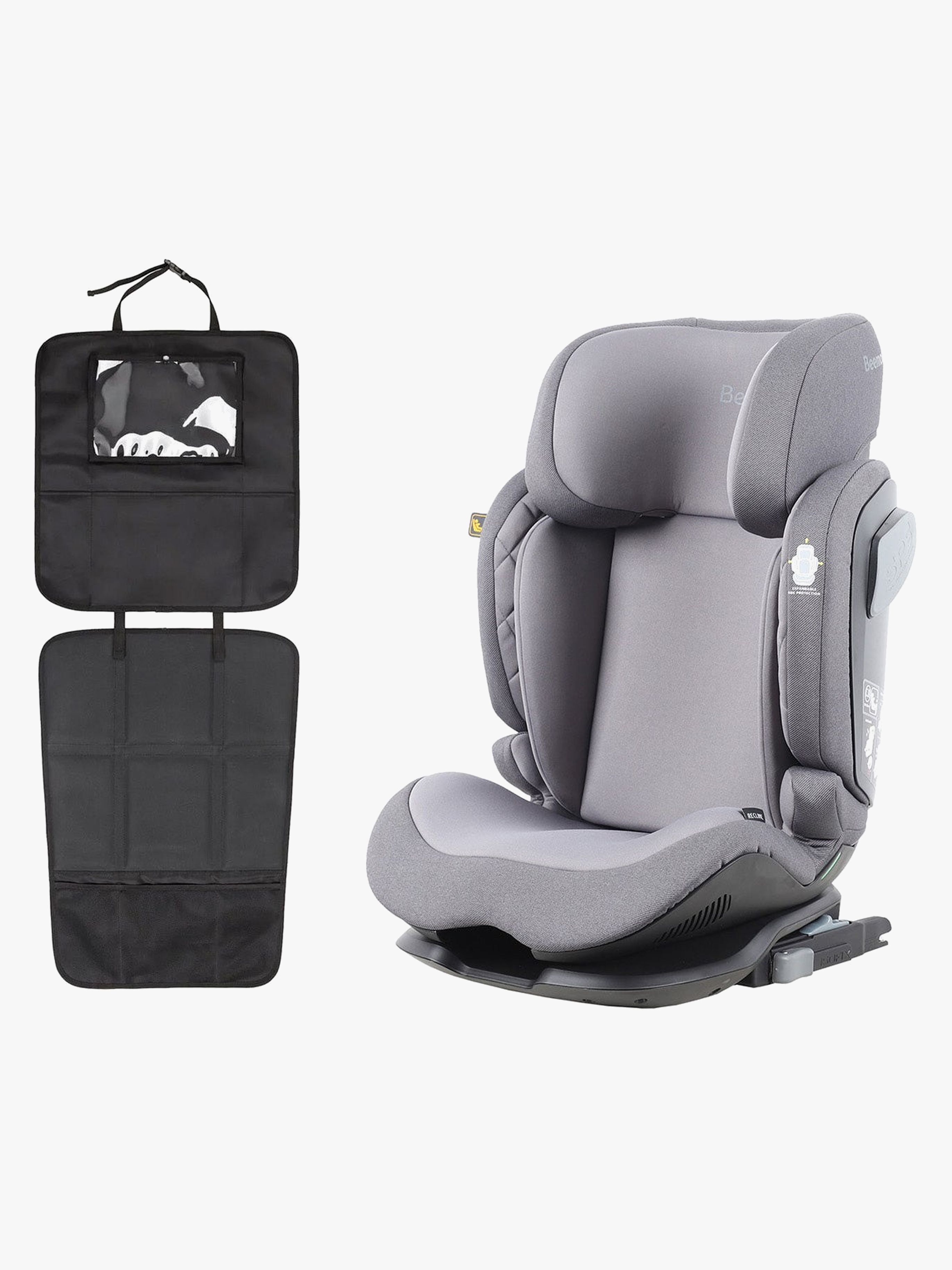 Beemoo Recline i-Size Kindersitz inkl. 3-in-1 Sitzschutz, Mineral Grey