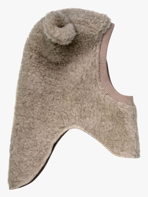 Huttelihut Teddy-Schlupfmütze mit Ohren Merinowolle, Camel Melange