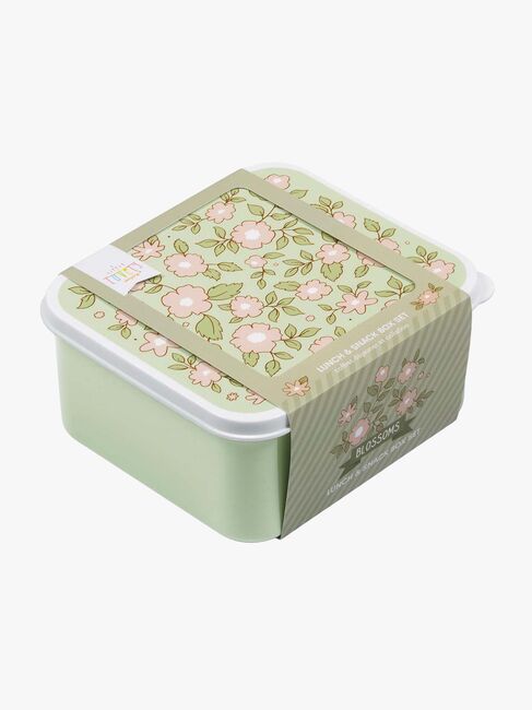 A Little Lovely Company Lunchbox-Set, Blüten/Salbei