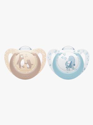 NUK First Choice Classic Schnuller 2er-Pack Größe 1, Bear/Seahorse