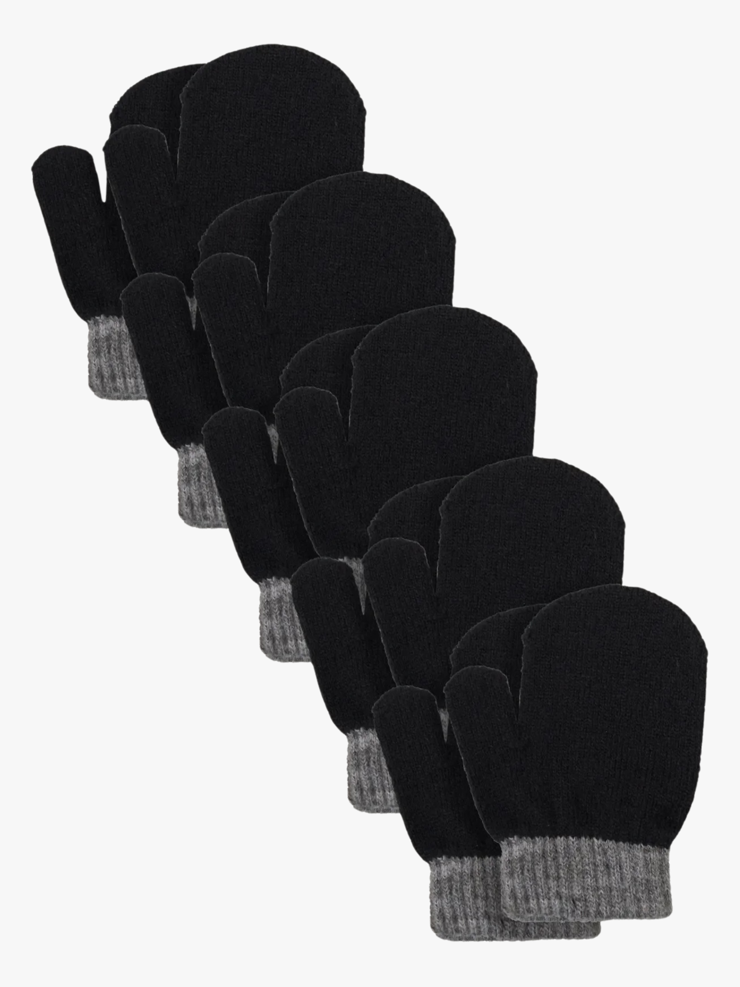 Lindberg Sundsvall Fäustlinge Wollmischung 5er-Set, Black/Anthracite